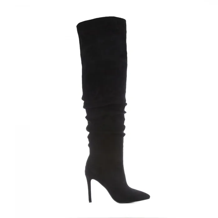 Women Moda In Pelle Over The Knee Boots Siara Black Alcantara