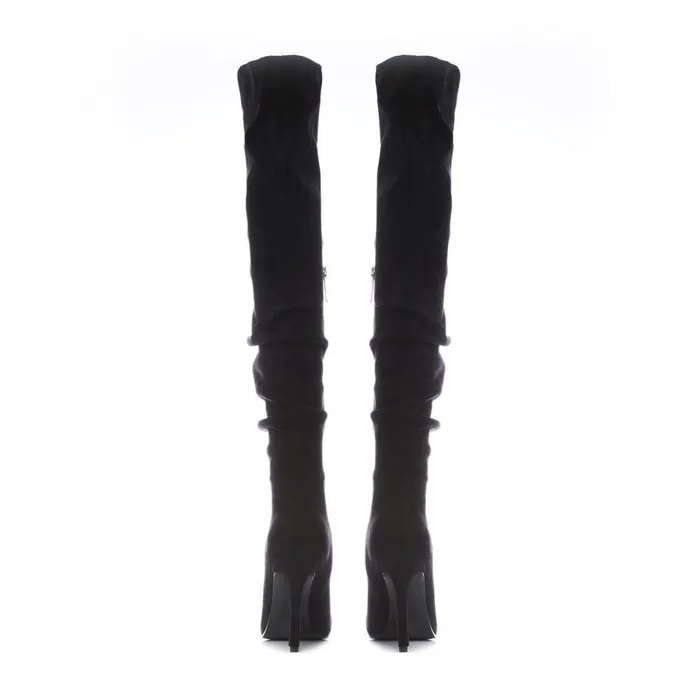 Women Moda In Pelle Over The Knee Boots Siara Black Alcantara