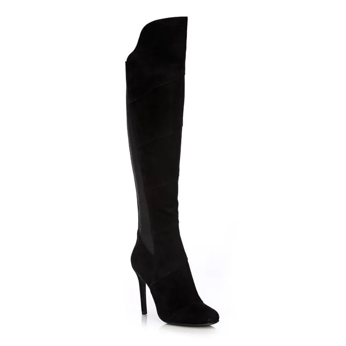 Women Moda In Pelle Over The Knee Boots Stradi Black Suede