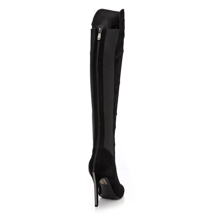 Women Moda In Pelle Over The Knee Boots Stradi Black Suede