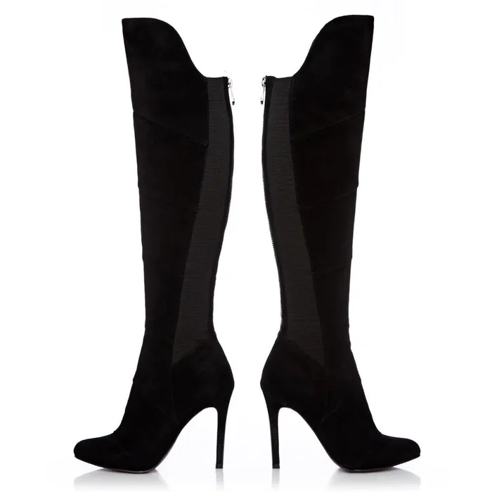 Women Moda In Pelle Over The Knee Boots Stradi Black Suede