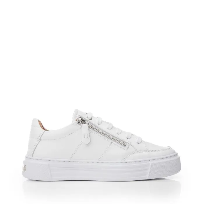 Women Moda In Pelle Platform Trainers Shoon Sh Eltha White Leather