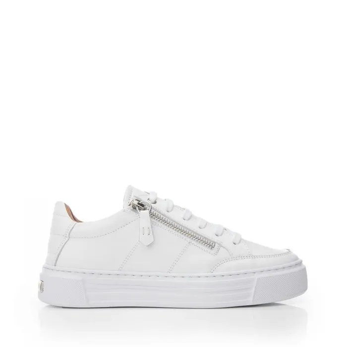 Women Moda In Pelle Platform Trainers Shoon Sh Eltha White Leather