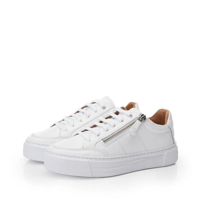 Women Moda In Pelle Platform Trainers Shoon Sh Eltha White Leather