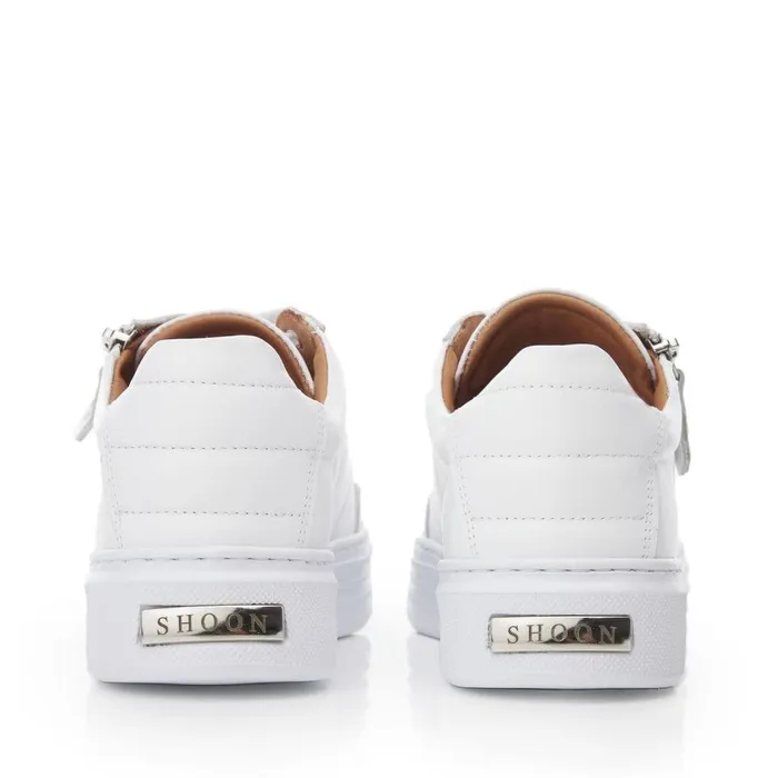Women Moda In Pelle Platform Trainers Shoon Sh Eltha White Leather