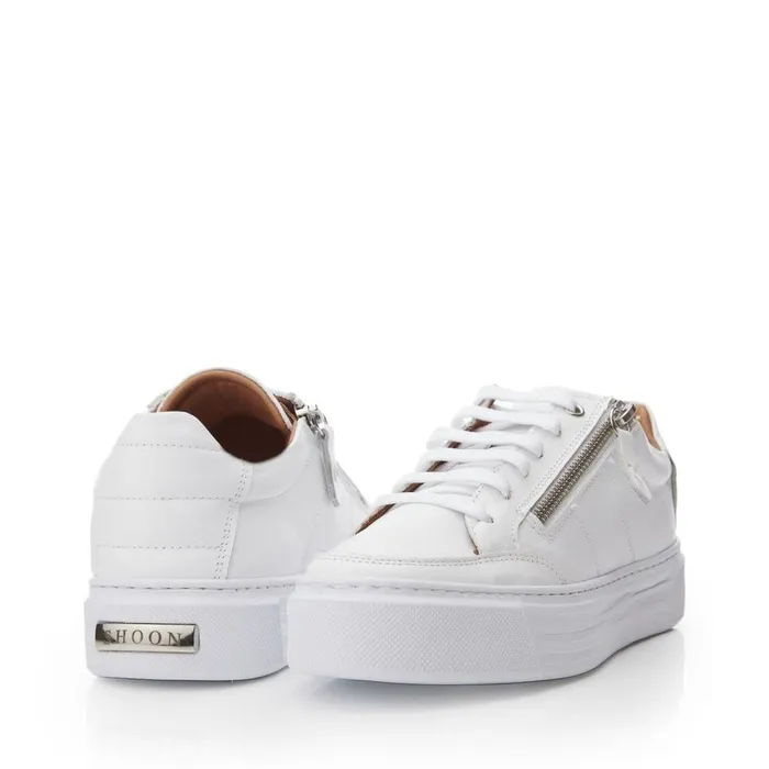 Women Moda In Pelle Platform Trainers Shoon Sh Eltha White Leather