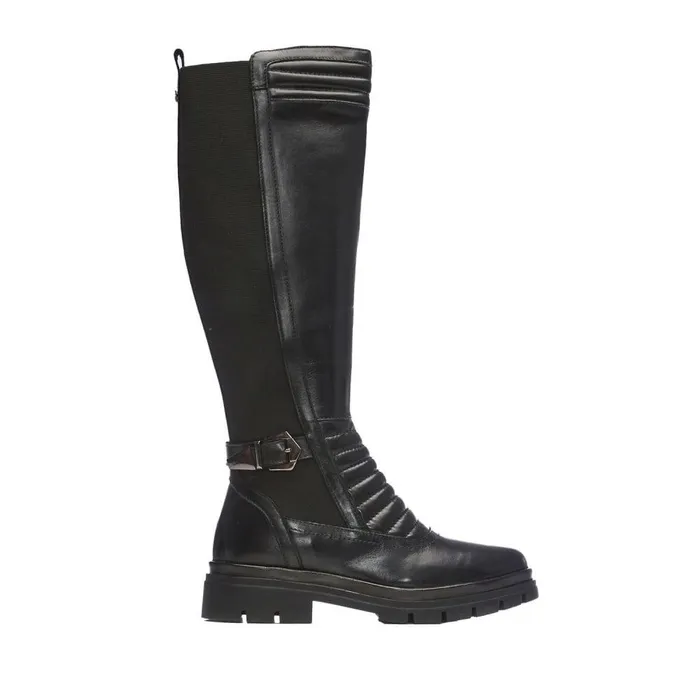 Women Moda In Pelle Riding And Flat Boots Giada Black Leather
