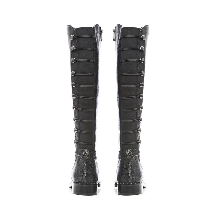 Women Moda In Pelle Riding And Flat Boots Haisley Black Leather