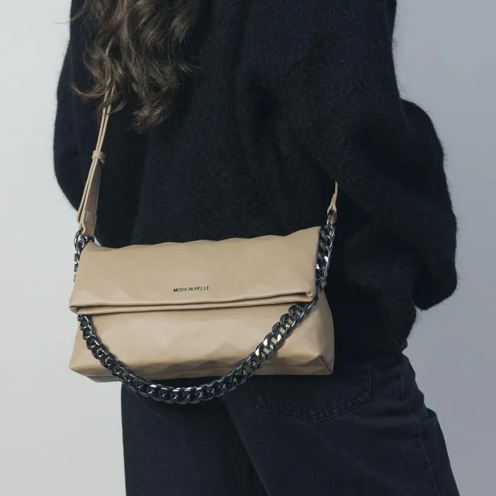 Women Moda In Pelle Shoulder Bags Berlyn Bag Taupe Porvair