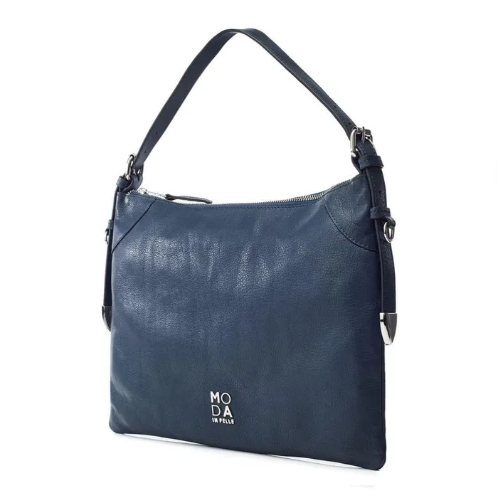 Women Moda In Pelle Shoulder Bags Jasmine Bag Navy Leather