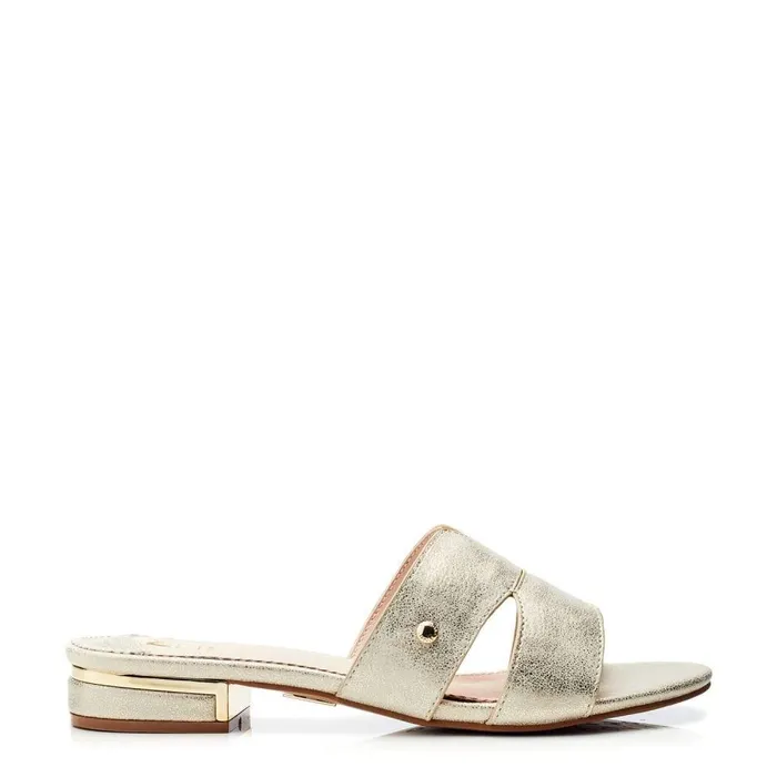 Women Moda In Pelle Slider Sandals Murah Gold Porvair
