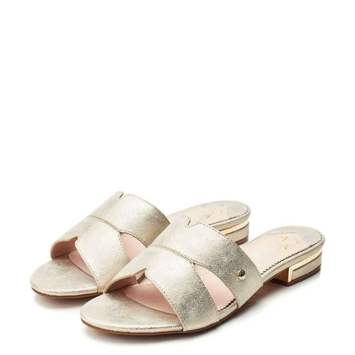 Women Moda In Pelle Slider Sandals Murah Gold Porvair