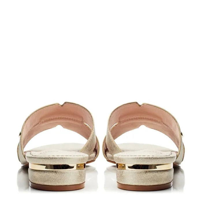 Women Moda In Pelle Slider Sandals Murah Gold Porvair