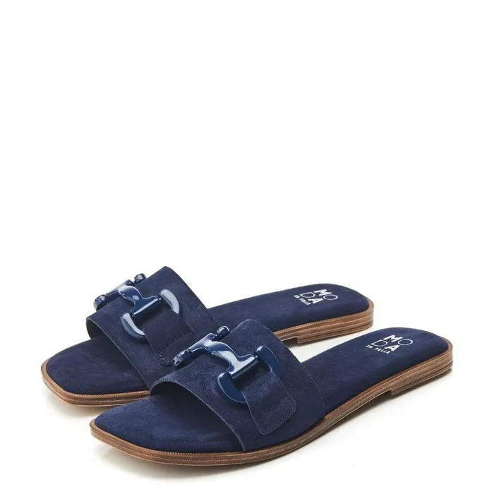 Women Moda In Pelle Slider Sandals Olayo Navy Suede