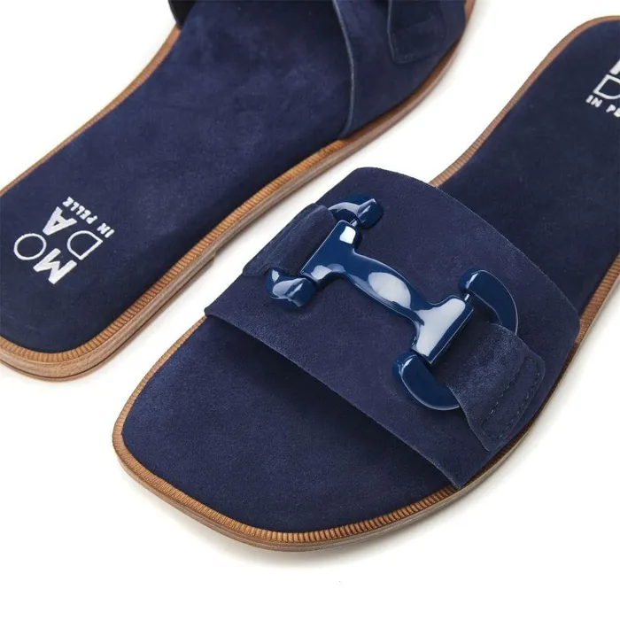 Women Moda In Pelle Slider Sandals Olayo Navy Suede