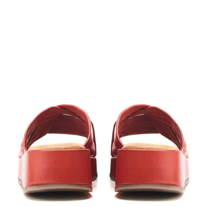Women Moda In Pelle Slider Sandals Sh Grana Red Leather