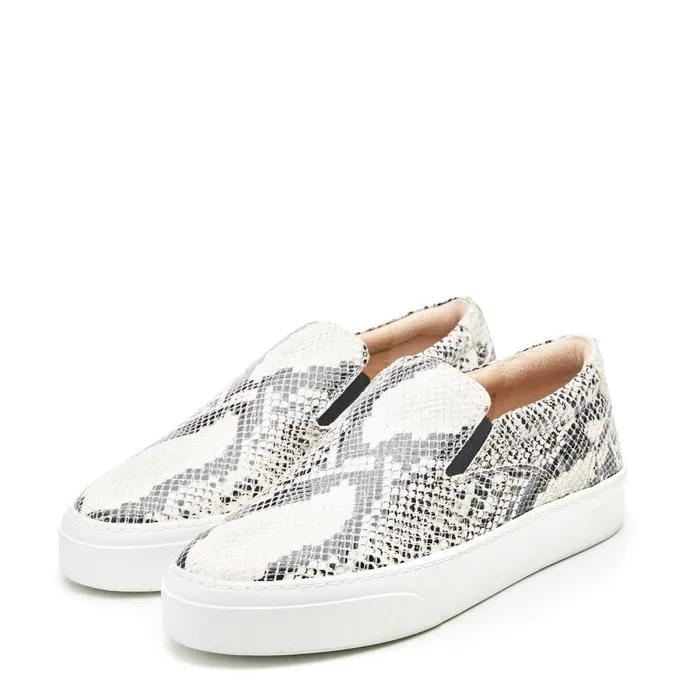 Women Moda In Pelle SlipOn Trainers Adrina Natural Snake Print Leather