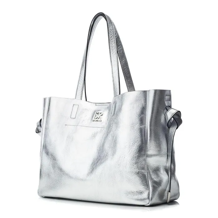 Women Moda In Pelle Tote Bags Indiana Bag Silver Leather