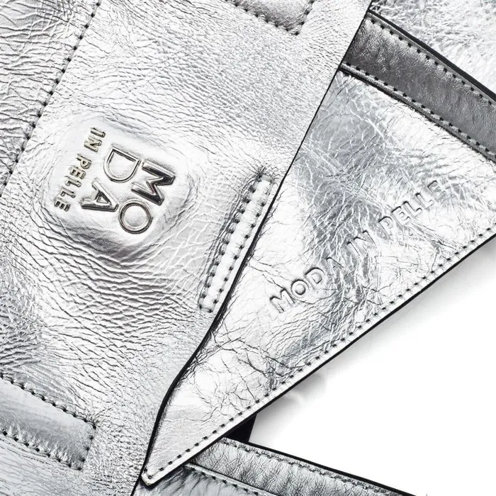 Women Moda In Pelle Tote Bags Indiana Bag Silver Leather