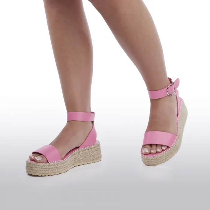 Women Moda In Pelle Wedge Sandals Nasha Pink Porvair