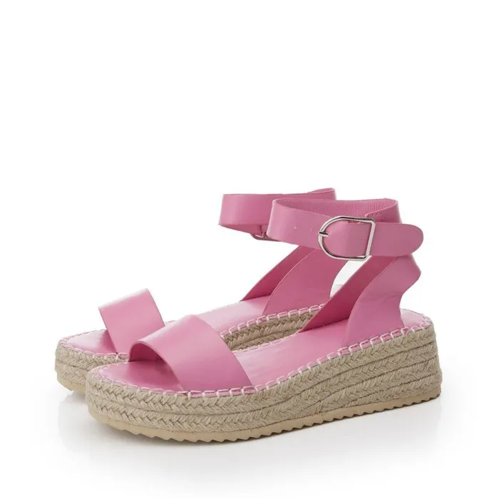 Women Moda In Pelle Wedge Sandals Nasha Pink Porvair