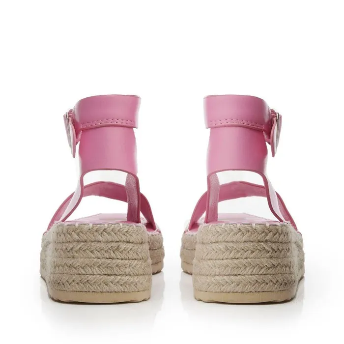 Women Moda In Pelle Wedge Sandals Nasha Pink Porvair
