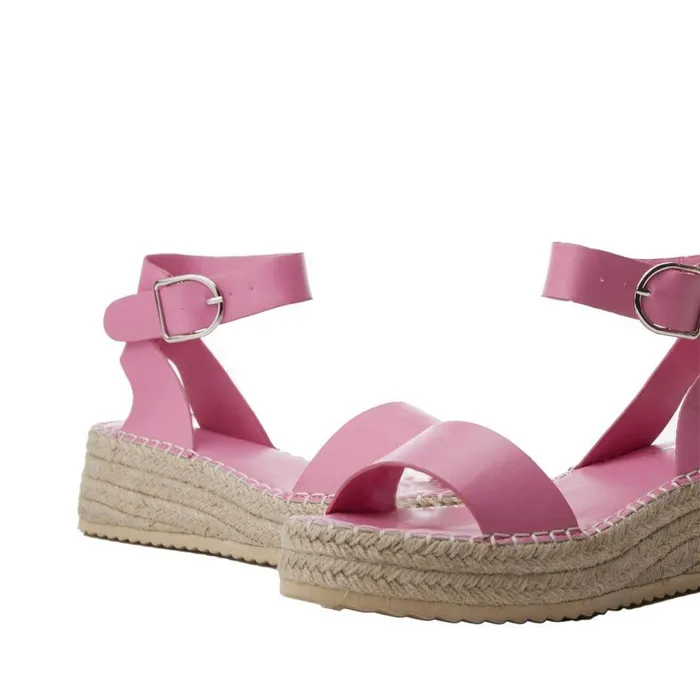 Women Moda In Pelle Wedge Sandals Nasha Pink Porvair