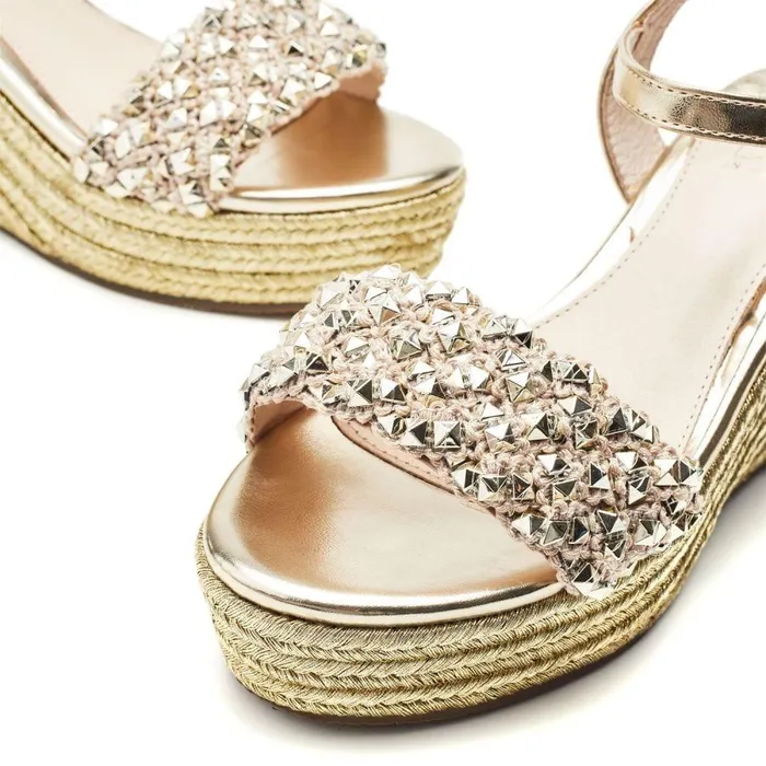 Women Moda In Pelle Wedge Sandals Paysen Gold Porvair