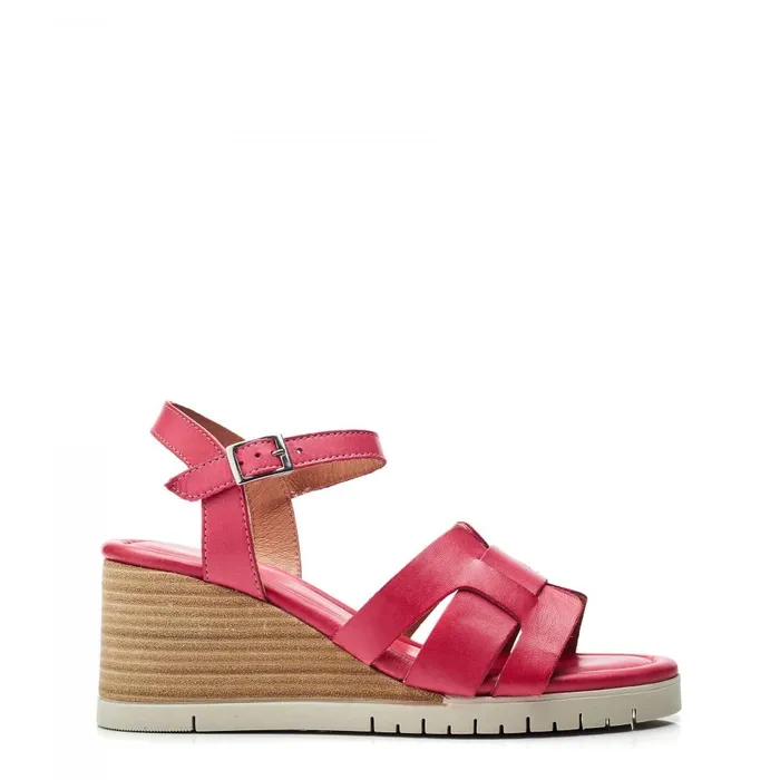 Women Moda In Pelle Wedge Sandals Pedie Raspberry Leather