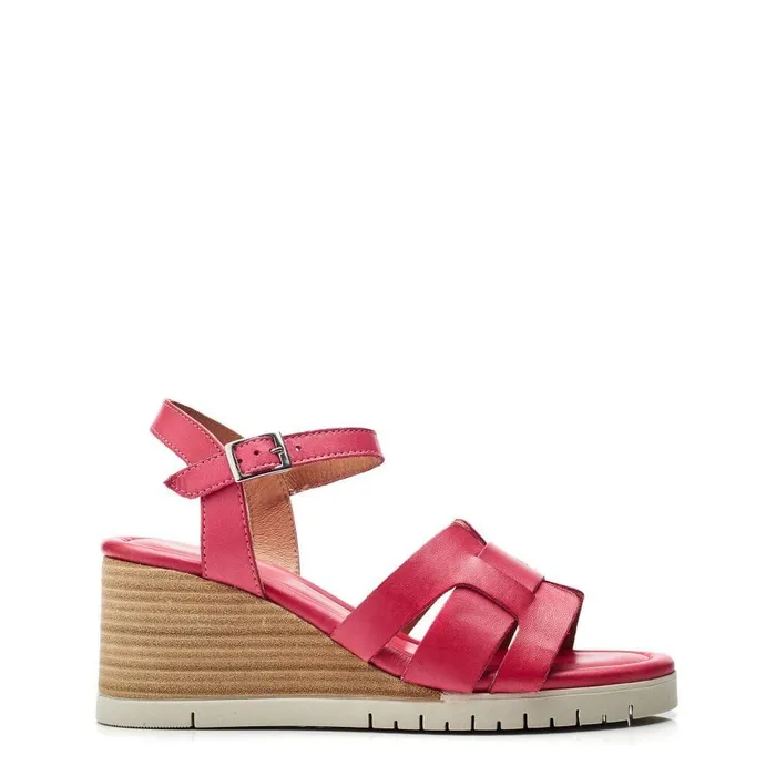 Women Moda In Pelle Wedge Sandals Pedie Raspberry Leather
