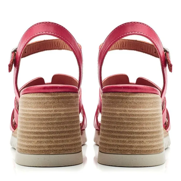 Women Moda In Pelle Wedge Sandals Pedie Raspberry Leather