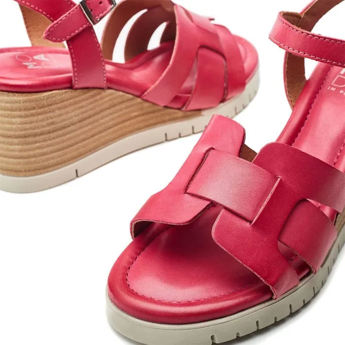 Women Moda In Pelle Wedge Sandals Pedie Raspberry Leather