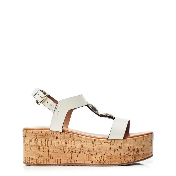Women Moda In Pelle Wedge Sandals Rakeb Off White Leather