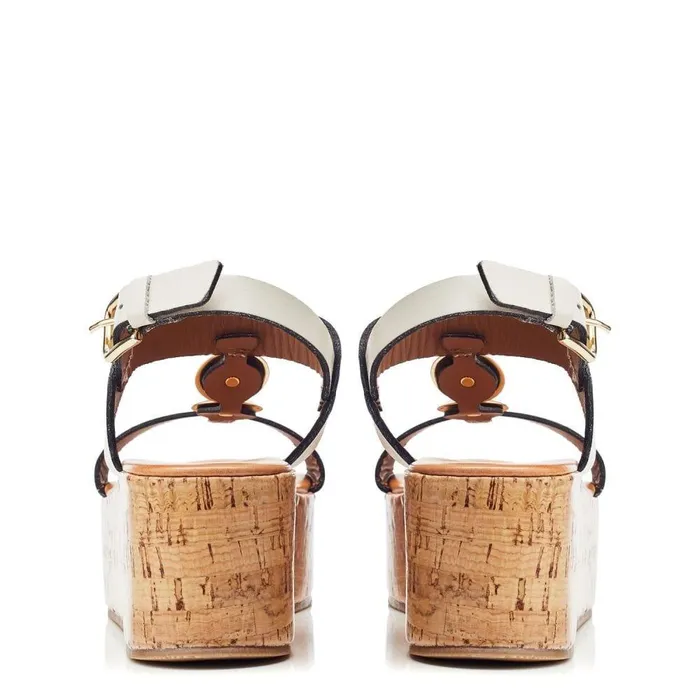 Women Moda In Pelle Wedge Sandals Rakeb Off White Leather