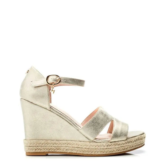 Women Moda In Pelle Wedge Sandals Rikolia Gold Porvair