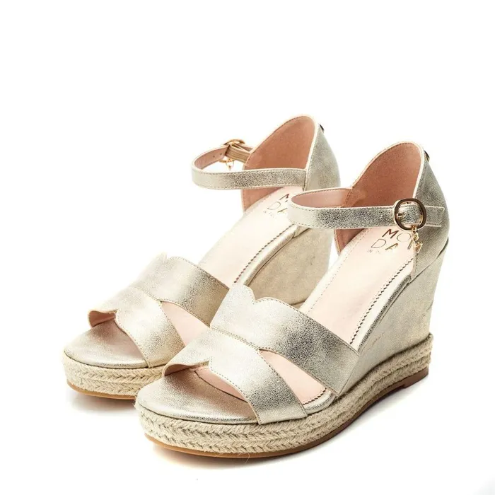 Women Moda In Pelle Wedge Sandals Rikolia Gold Porvair