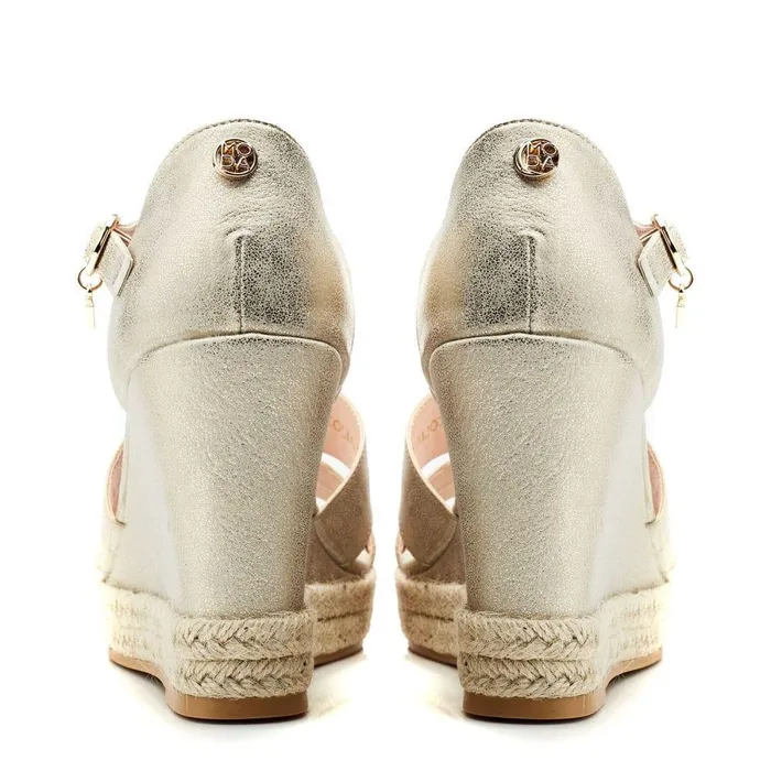Women Moda In Pelle Wedge Sandals Rikolia Gold Porvair