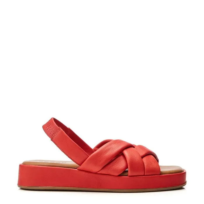 Women Moda In Pelle Wedge Sandals Shoon Sh Selmer Red Leather