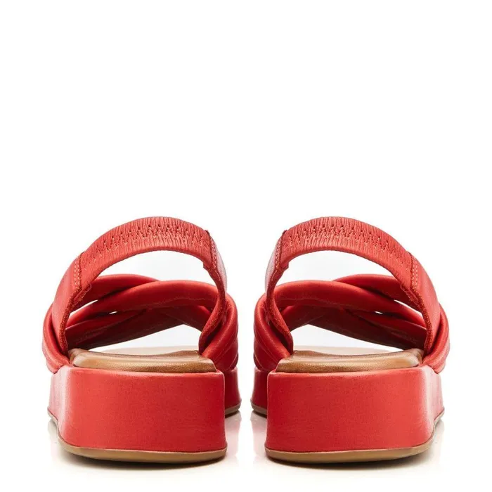 Women Moda In Pelle Wedge Sandals Shoon Sh Selmer Red Leather