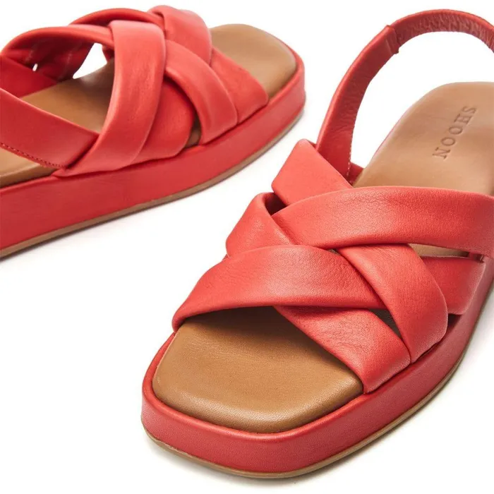 Women Moda In Pelle Wedge Sandals Shoon Sh Selmer Red Leather