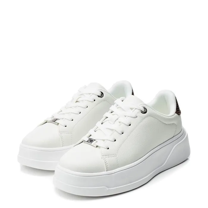 Women Moda In Pelle Wedge Trainers Adleena White Porvair