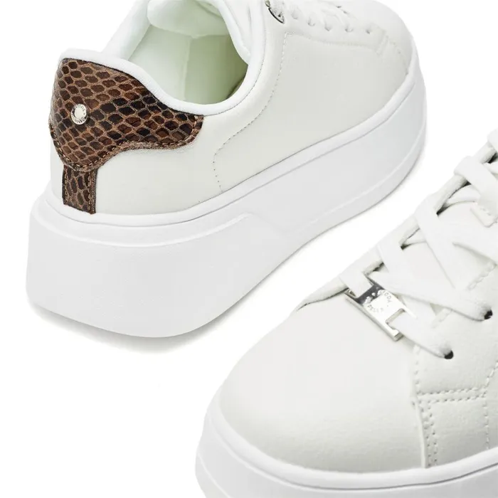 Women Moda In Pelle Wedge Trainers Adleena White Porvair