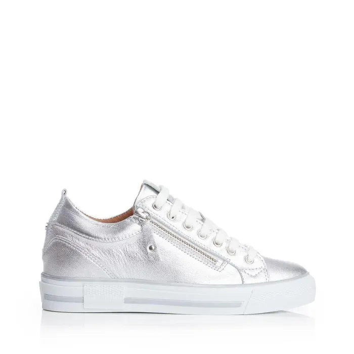 Women Moda In Pelle Wedge Trainers Brayleigh Silver Metallic Leather