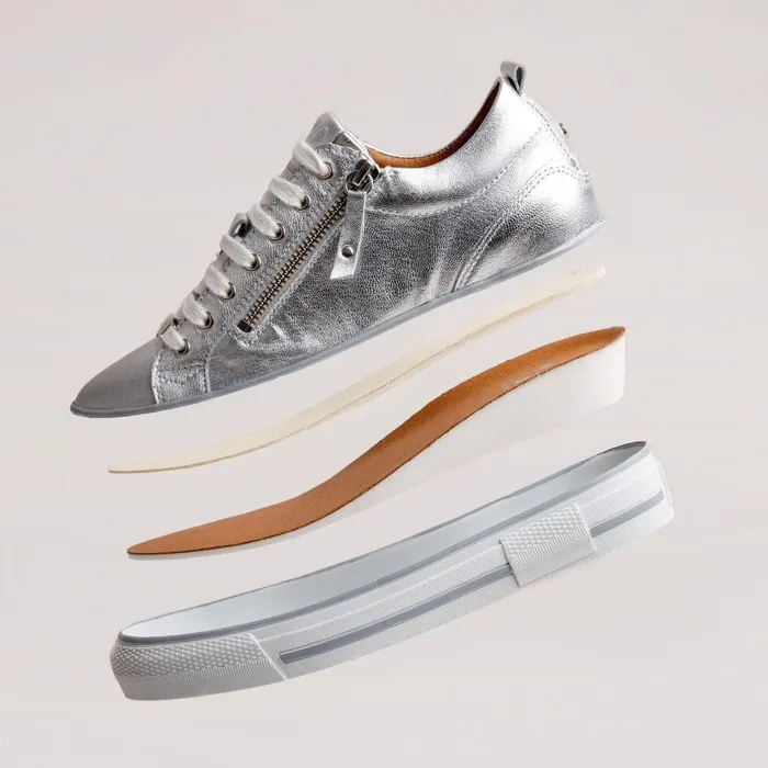 Women Moda In Pelle Wedge Trainers Brayleigh Silver Metallic Leather