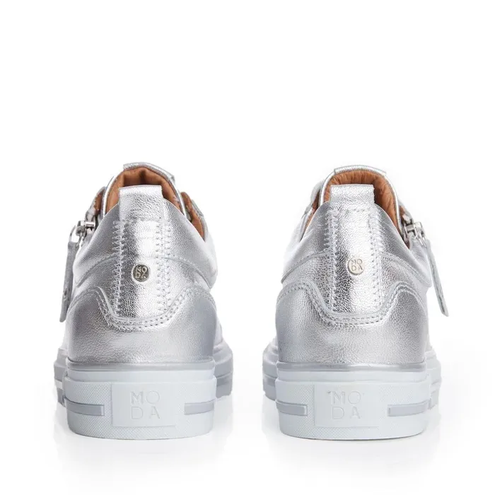 Women Moda In Pelle Wedge Trainers Brayleigh Silver Metallic Leather