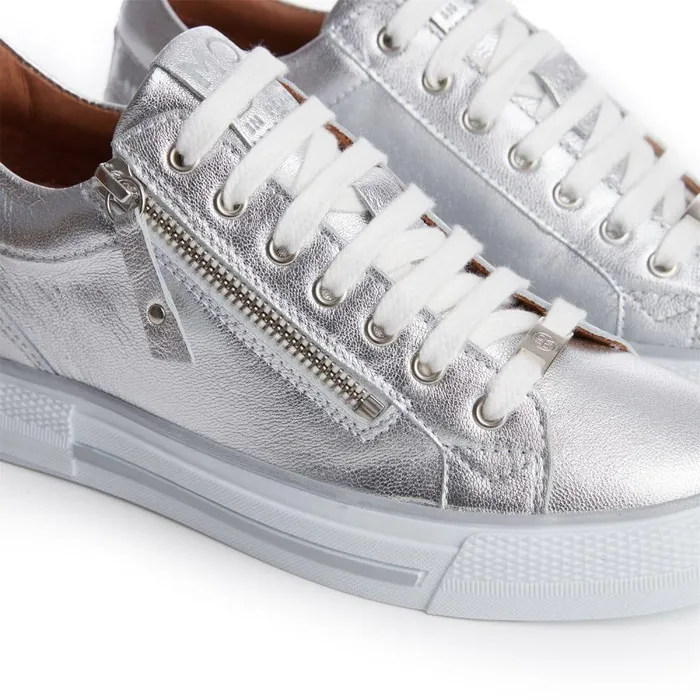 Women Moda In Pelle Wedge Trainers Brayleigh Silver Metallic Leather