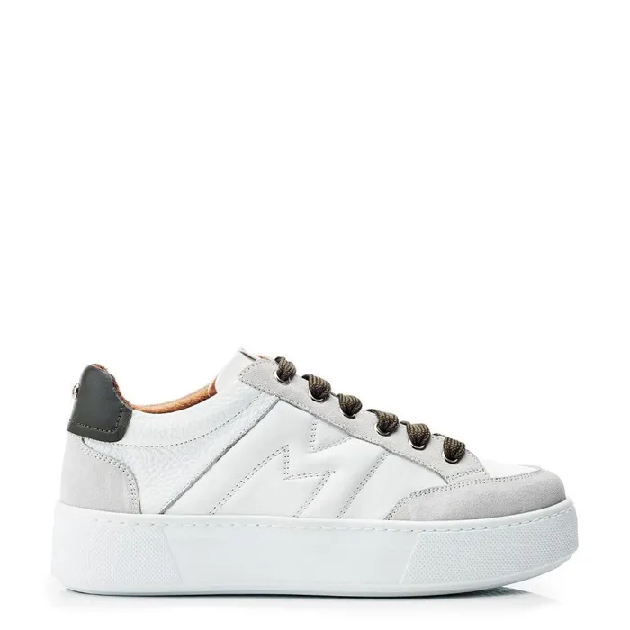 Women Moda In Pelle White Trainers Amarante White Leather