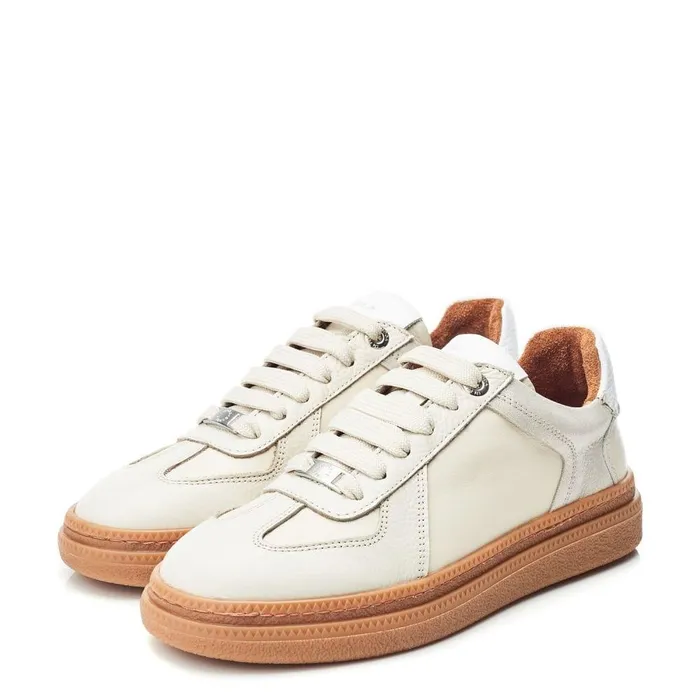 Women Moda In Pelle White Trainers Anilla Off White Leather