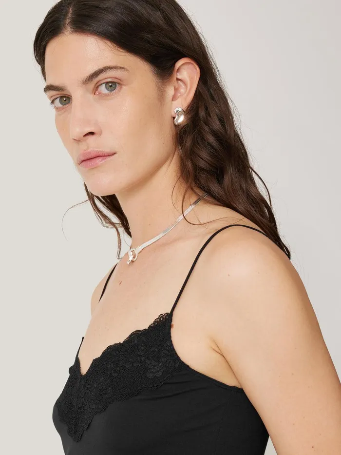 Women Modal Lace Vest Black Jigsaw Shirts and Tops