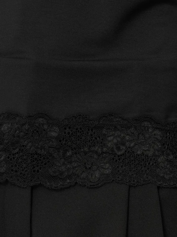 Women Modal Lace Vest Black Jigsaw Shirts and Tops